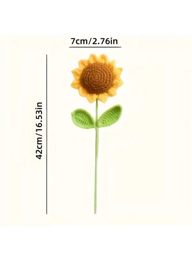 Handmade Crochet Eternal Sunflower Bouquet Yellow Green Faux Floral Home Decor Gift - Image 4