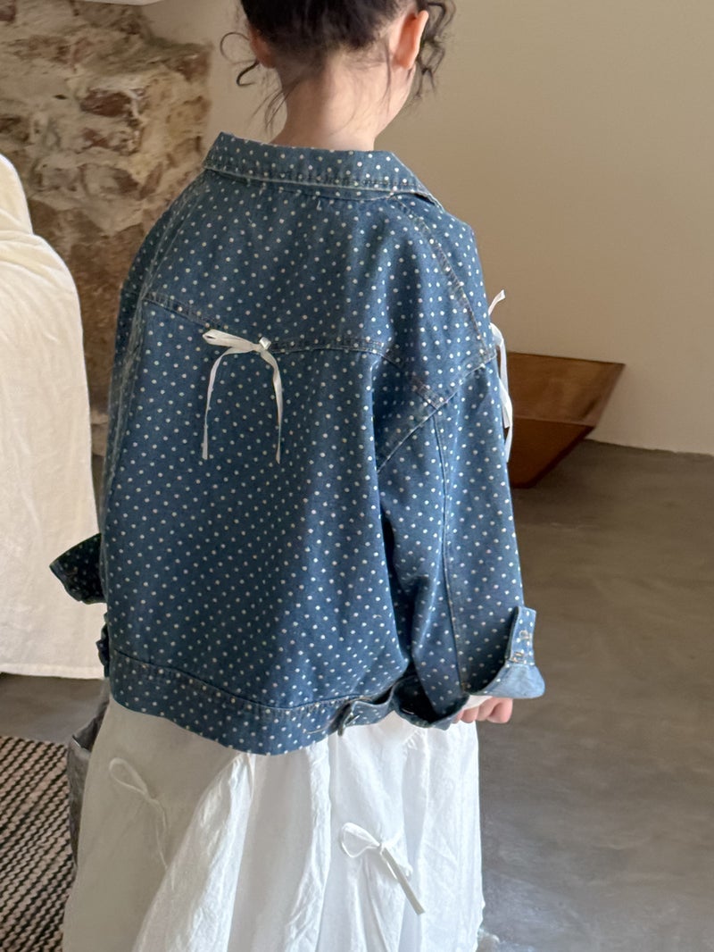 Children'S Jacket 2026 Spring Style For Girls, Korean Version With Bowknot Denim Top, Kids' Turn-Down Collar Design Versatile Jacket - Image 5