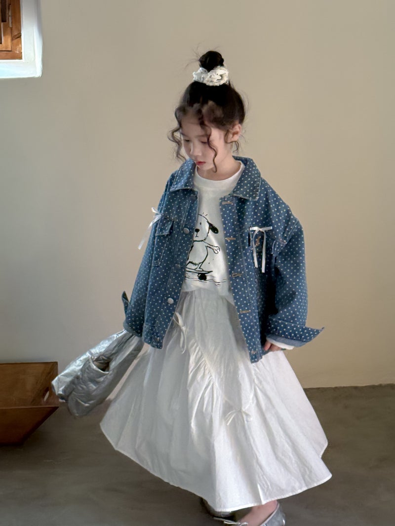 Children'S Jacket 2026 Spring Style For Girls, Korean Version With Bowknot Denim Top, Kids' Turn-Down Collar Design Versatile Jacket - Image 3