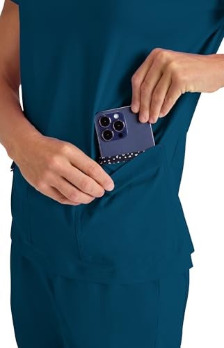 KOI Basics 373 Women's Becca V-Neck Solid Scrub Top (Caribbean, Medium) - Image 4