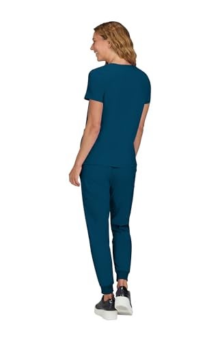 KOI Basics 373 Women's Becca V-Neck Solid Scrub Top (Caribbean, Medium) - Image 2