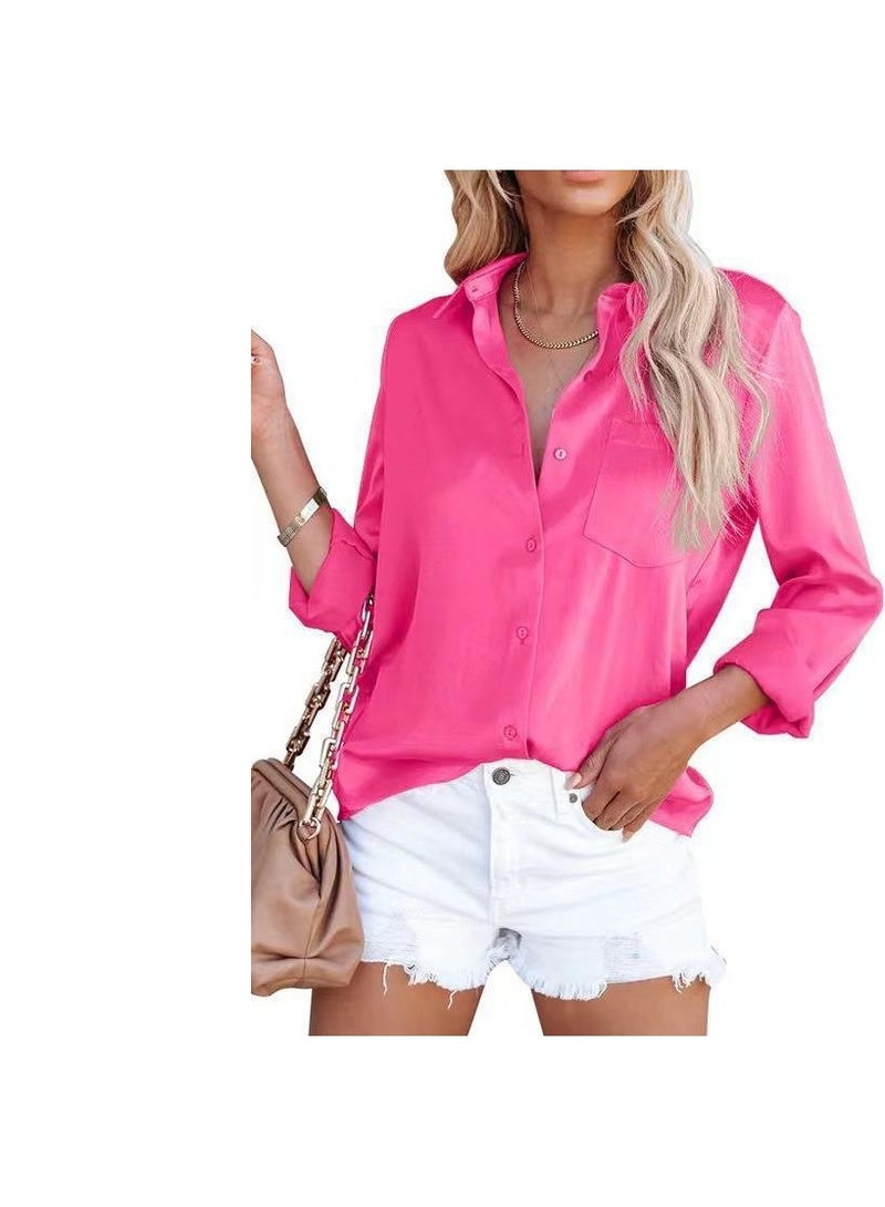 Shougu New Satin Long Sleeved V-neck Business Shirt  - Image 2