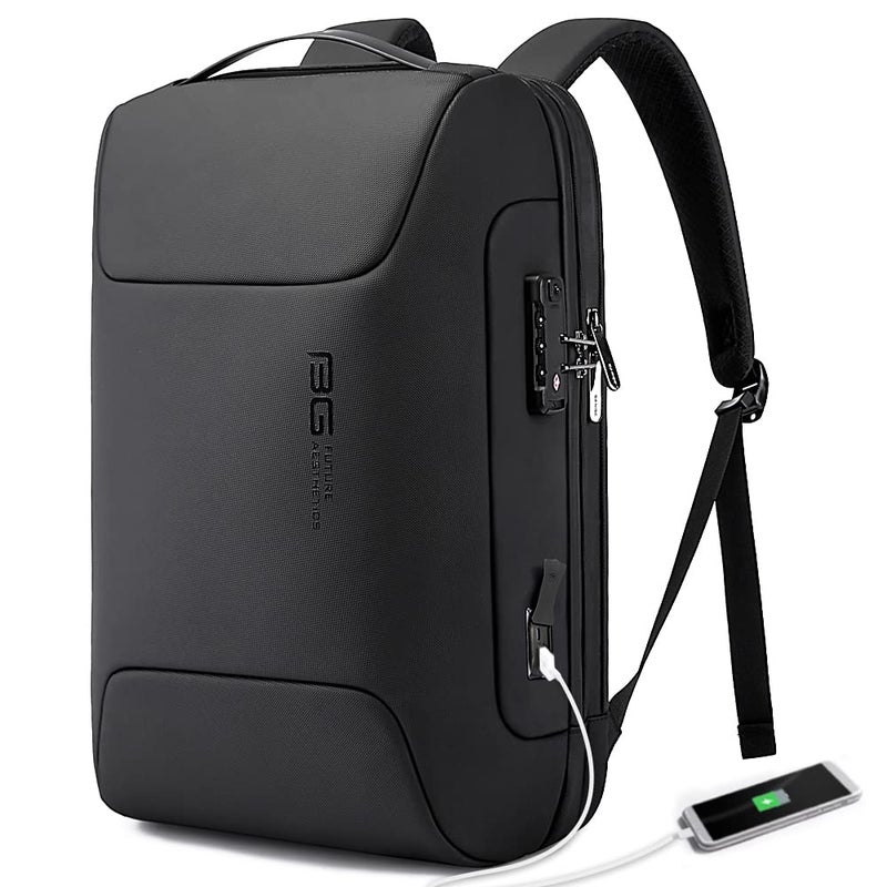 BANGE Anti Theft Business Backpack Fits 156 Inch LaptopSmart Work Backpack with USB Charging Port for Office Work Airplane Business Travel