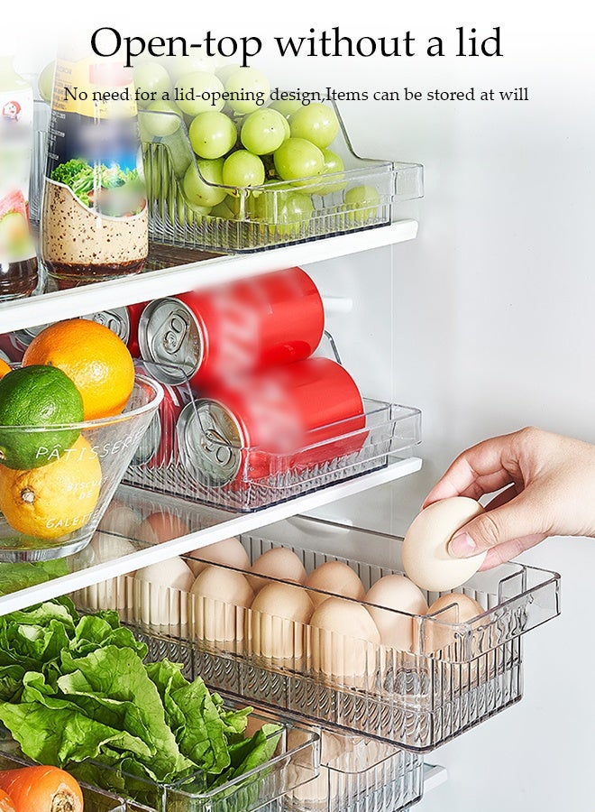 DUNISO 3Pcs Refrigerator Open Storage Boxes Transparent Multifunctional Large Kitchen Drawer Organiser Set with Egg Storage Box Save Spase Practical Drawer Organization Container for Fridge, Kitchens, Cabinets - Image 3