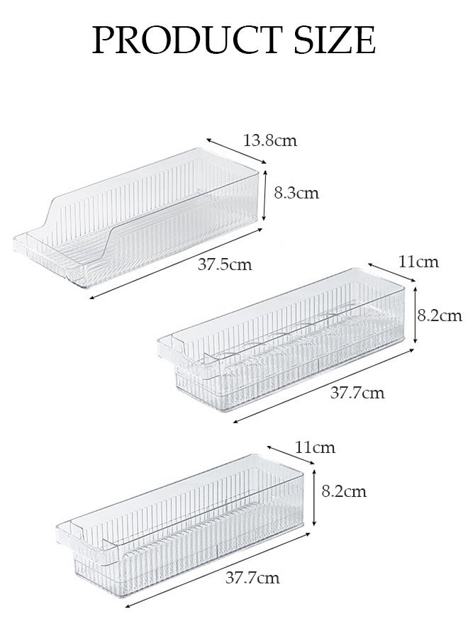 DUNISO 3Pcs Refrigerator Open Storage Boxes Transparent Multifunctional Large Kitchen Drawer Organiser Set with Egg Storage Box Save Spase Practical Drawer Organization Container for Fridge, Kitchens, Cabinets - Image 4