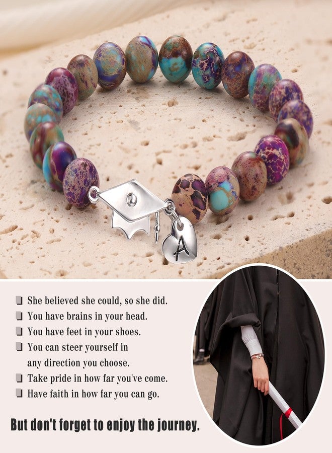 Sistble 8th Grade Graduation Gifts Class of 2025 Teen Girl Gifts Trendy Stuff 5th Grade Graduation Gifts M Initial Graduation Bracelets for Her 2025 High Middle School Purple Stone Jewelry - Image 2