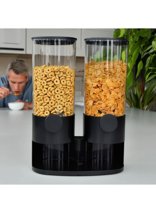DubaiGallery Double Cereal and Dry Food Dispenser Set, Clear Airtight Storage Containers with Easy Turn Knobs for Breakfast Foods, Snacks, Grains, and Pet Treats - Image 5