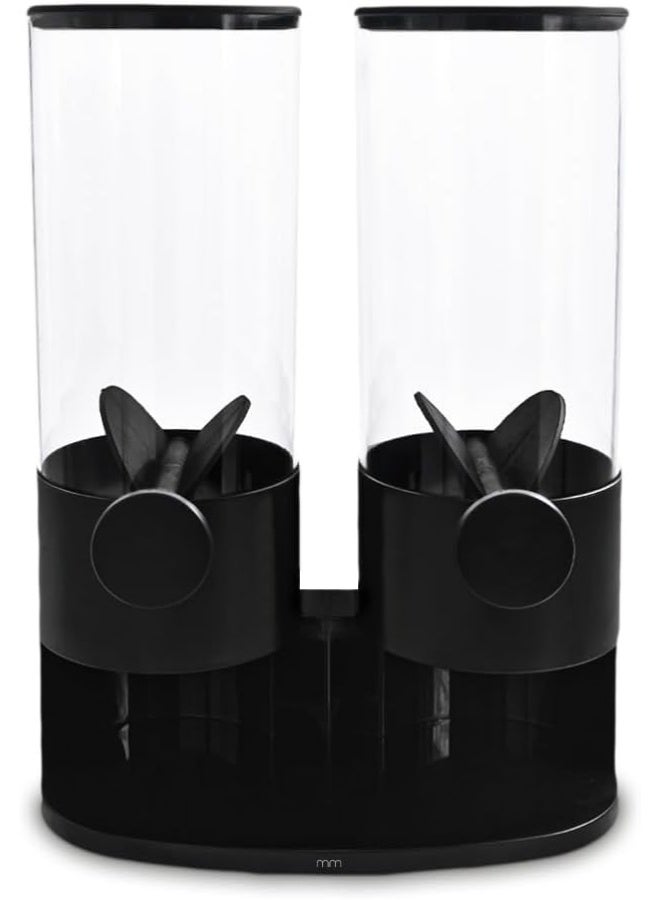 DubaiGallery Double Cereal and Dry Food Dispenser Set, Clear Airtight Storage Containers with Easy Turn Knobs for Breakfast Foods, Snacks, Grains, and Pet Treats - Image 3