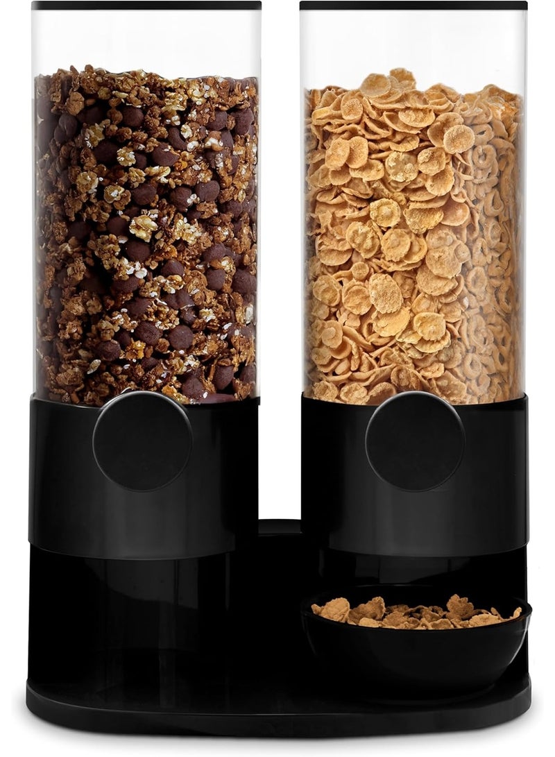 DubaiGallery Double Cereal and Dry Food Dispenser Set, Clear Airtight Storage Containers with Easy Turn Knobs for Breakfast Foods, Snacks, Grains, and Pet Treats - Image 1