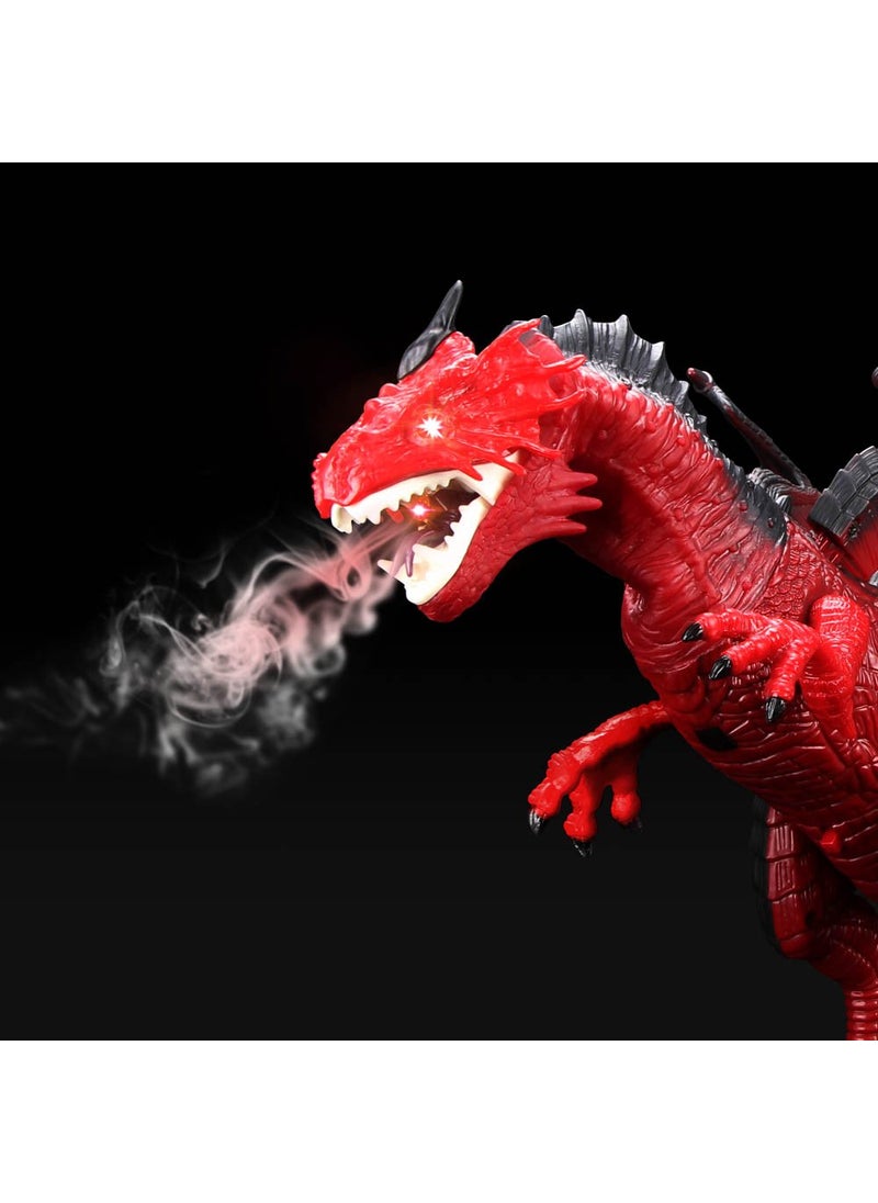 Betheaces Betheaces Remote Control Dinosaur,Dragon Toy for Kids Boys Girls Red Dragon Figures Learning Realistic Looking Large Size with Roaring Spraying Light Up Eyes for Birthday Xmas Gifts (Style-1)  - Image 3