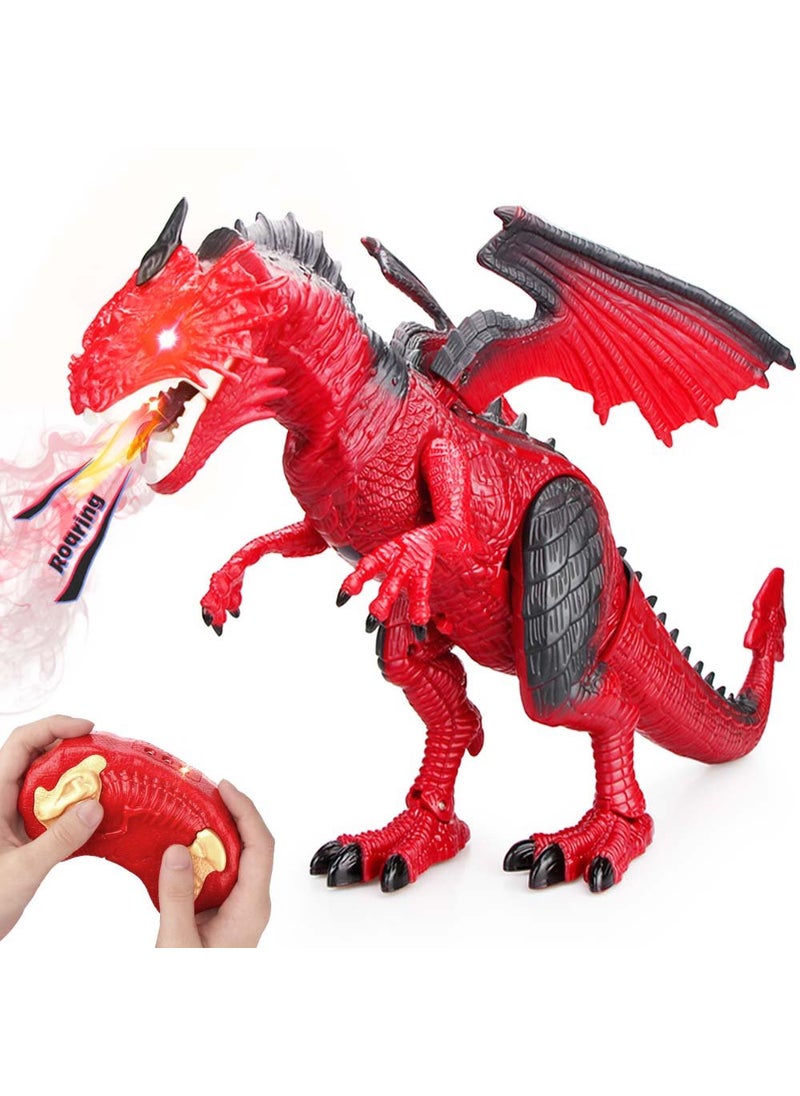 Betheaces Betheaces Remote Control Dinosaur,Dragon Toy for Kids Boys Girls Red Dragon Figures Learning Realistic Looking Large Size with Roaring Spraying Light Up Eyes for Birthday Xmas Gifts (Style-1)  - Image 1