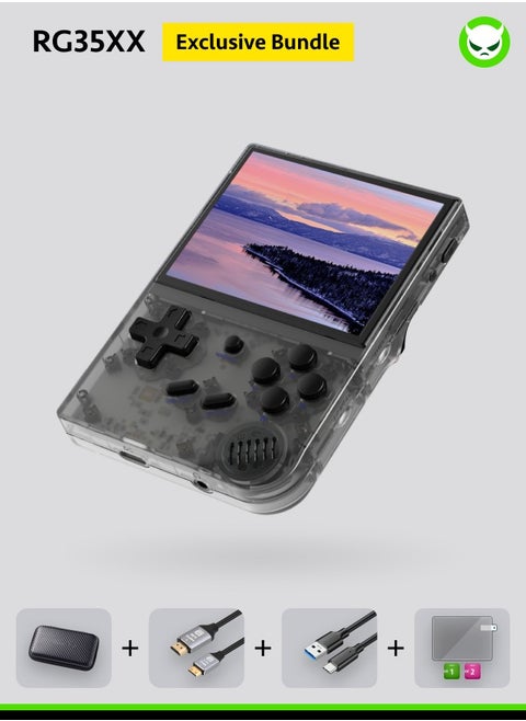 RG35XX Retro Handheld Game Console 3.5-inch IPS Screen 19 Emulators Over 18K Preloaded Games Linux 64-bit System Portable Video Game Console for Kids & Adults Plug & Play Classic Gaming【Black-64G with 6000 Games Pre-installed】