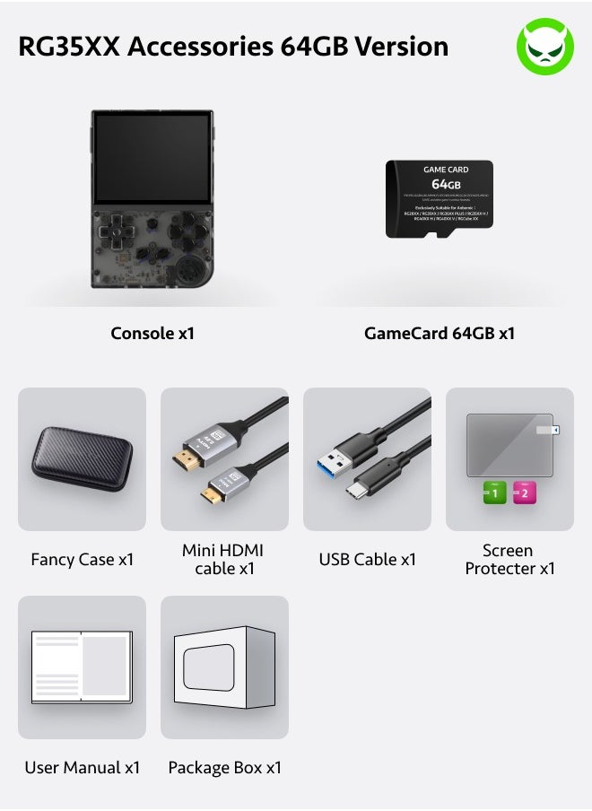 ANBERNIC  - RG35XX Retro Handheld Game Console 3.5-inch IPS Screen 19 Emulators Over 18K Preloaded Games Linux 64-bit System Portable Video Game Console for Kids & Adults Plug & Play Classic Gaming【Black-64G with 6000 Games Pre-installed】 - Image 1