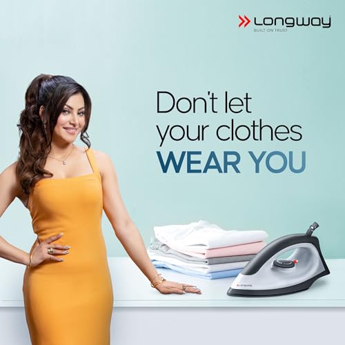 Longway Kwid Light Weight Non-Stick Teflon Coated Dry Iron, Electric Iron for Clothes | 2 Years Warranty (1100 Watt, Black) - Image 2