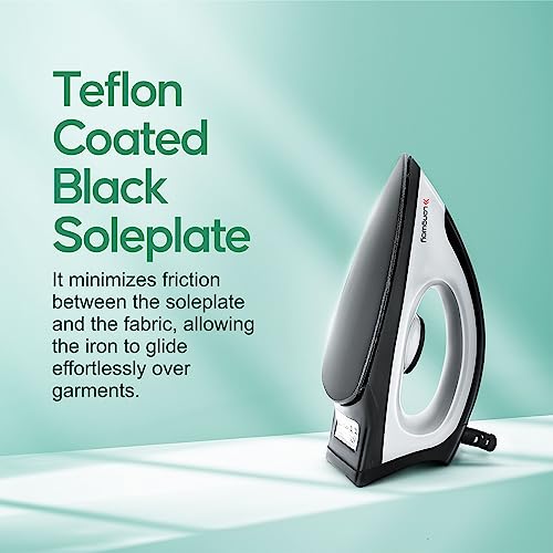 Longway Kwid Light Weight Non-Stick Teflon Coated Dry Iron, Electric Iron for Clothes | 2 Years Warranty (1100 Watt, Black) - Image 4