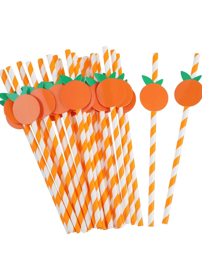 KASTWAVE Orange Paper Straws Little Cutie Baby Shower Straws Orange Fruit Straws Disposable Drinking Paper Straws for Baby Shower Decorations Birthday Party Supplies, 0.24 X 7.76 Inches, Pack of 100 - Image 1