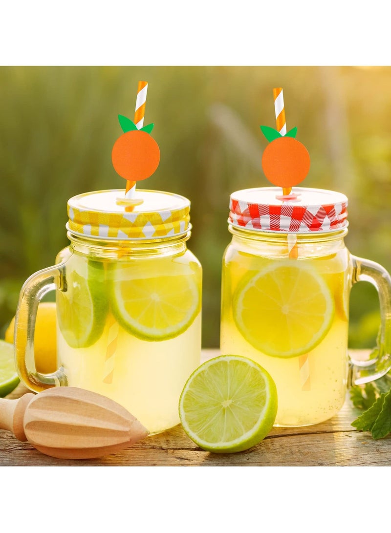 KASTWAVE Orange Paper Straws Little Cutie Baby Shower Straws Orange Fruit Straws Disposable Drinking Paper Straws for Baby Shower Decorations Birthday Party Supplies, 0.24 X 7.76 Inches, Pack of 100 - Image 3