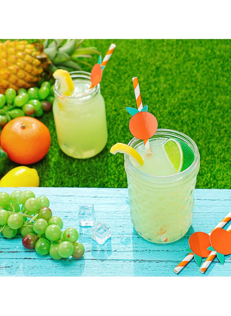 KASTWAVE Orange Paper Straws Little Cutie Baby Shower Straws Orange Fruit Straws Disposable Drinking Paper Straws for Baby Shower Decorations Birthday Party Supplies, 0.24 X 7.76 Inches, Pack of 100 - Image 4