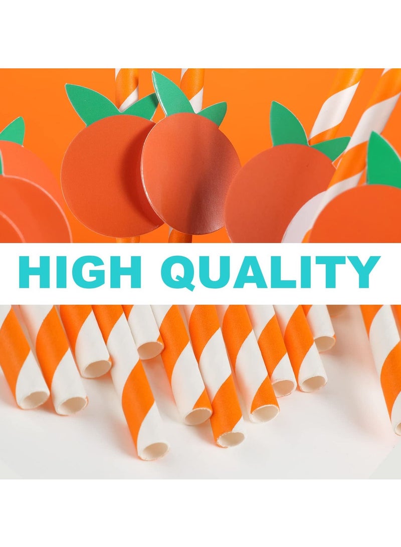 KASTWAVE Orange Paper Straws Little Cutie Baby Shower Straws Orange Fruit Straws Disposable Drinking Paper Straws for Baby Shower Decorations Birthday Party Supplies, 0.24 X 7.76 Inches, Pack of 100 - Image 5