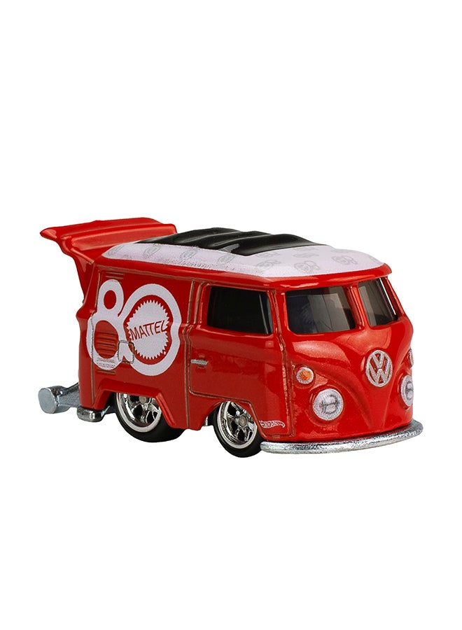 Hot Wheels Van, Premium Mattel 80Th Volkswagen Kool Kombi, 1:64 Scale Collectible Vehicle, Real Riders Tires, Metal/Metal Body & Chassis