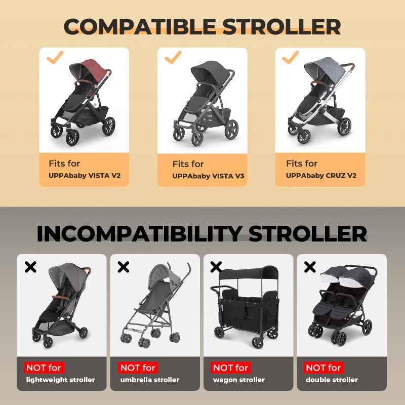 YOREPEK Stroller Bag Compatible with UPPAbaby Vista V2/V3 and Cruz V2 (No Wheel Removal Needed), Padded Stroller Travel Bag with Wheels, Foldable Stroller Cover with Storage Pocket, All Black - Image 4
