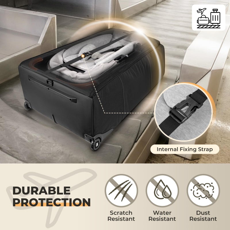 YOREPEK Stroller Bag Compatible with UPPAbaby Vista V2/V3 and Cruz V2 (No Wheel Removal Needed), Padded Stroller Travel Bag with Wheels, Foldable Stroller Cover with Storage Pocket, All Black - Image 5