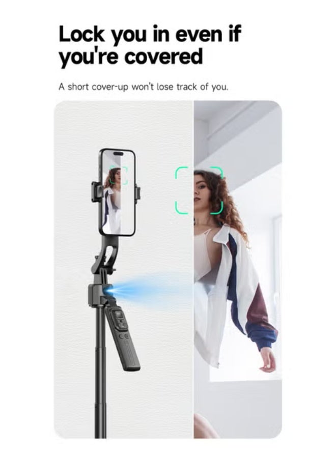 AI Tracking Gimbal Quadrapod with Auto-Follow, Gesture Control & Anti-Shake Handle – Detachable Extendable Design (Up to 1635mm), Heavy-Duty Aluminium Stand with Selfie Stick & Multi-Function Bluetooth Remote for Phone/Camera - Image 2