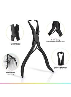 Ehdis Hair Extension Beading Tool Kit Stainless Steel Hair Extensions Micro Link Bead Closer And Remover Pliers Set Beads Hair Pulling Hook & Micro Ring Loop Tool Set (Black)  - Image 3