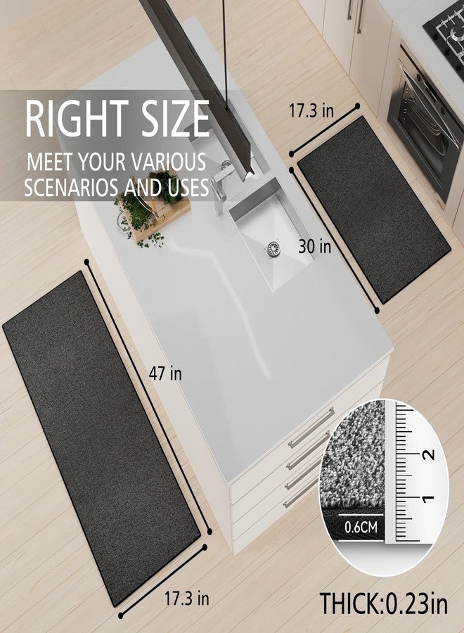 SUMLANS Kitchen Mat Set of 2 PCS, Cushioned Non Slip Rugs for Kitchen Floor, Absorbent Runner Comfort Standing Mats Washable for Kitchen, Office, Home (Black-Velvet, 17.3"x47"+17.3"x30") - Image 2