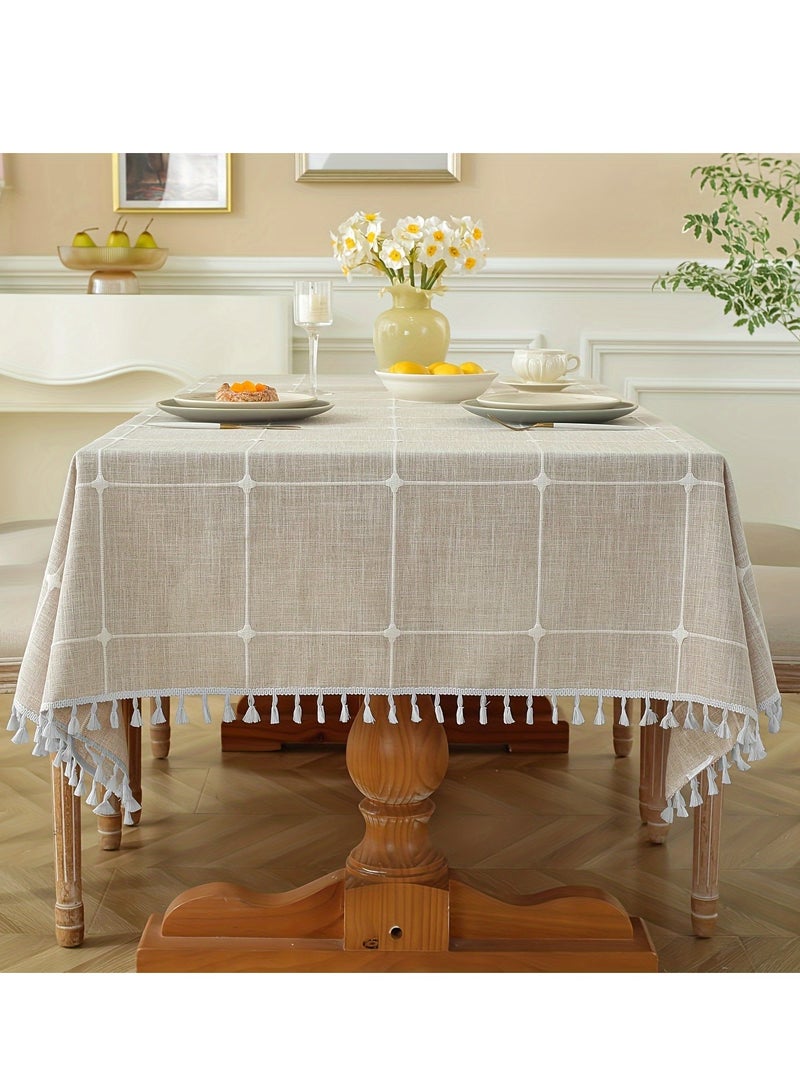 1 rustic polyester tablecloth, timeless check pattern, durable and stain resistant - perfect for home, dining room, kitchen and restaurant decor - Image 1