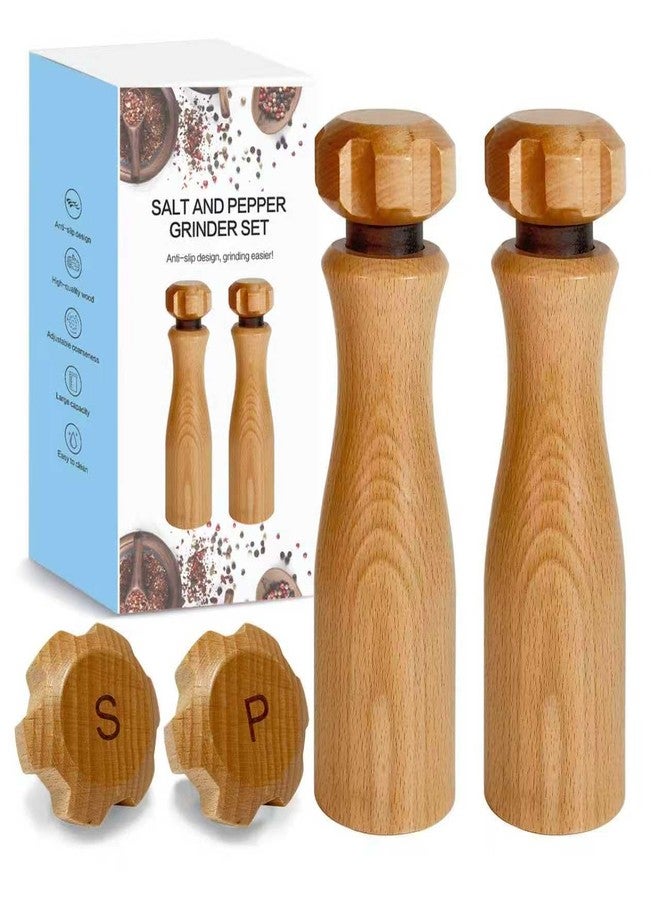 Zeikiwe Wooden Salt And Pepper Grinder Set -【Gear-Shape Knob & Effortless Grinding】8 Inch Manual Refillable Pepper Grinder Set, Black Walnut & Beech Wood Mills, Premium Ceramic Mechanism, Ideal Kitchen Gift - Image 1