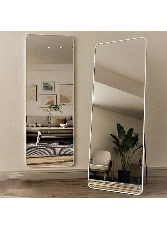 Y&D Full Length Mirror 165x60cm Arched Aluminum alloy Large Standing Dressing Mirror Hanging Leaning Against Wall Mounted Mirror with Stand for Bedroom Locker Room Living Room Glass White  - Image 1