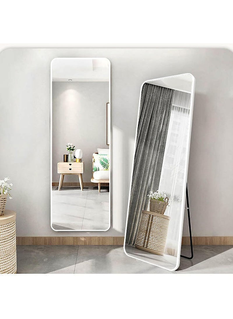 Y&D Full Length Mirror 165x60cm Arched Aluminum alloy Large Standing Dressing Mirror Hanging Leaning Against Wall Mounted Mirror with Stand for Bedroom Locker Room Living Room Glass White  - Image 4