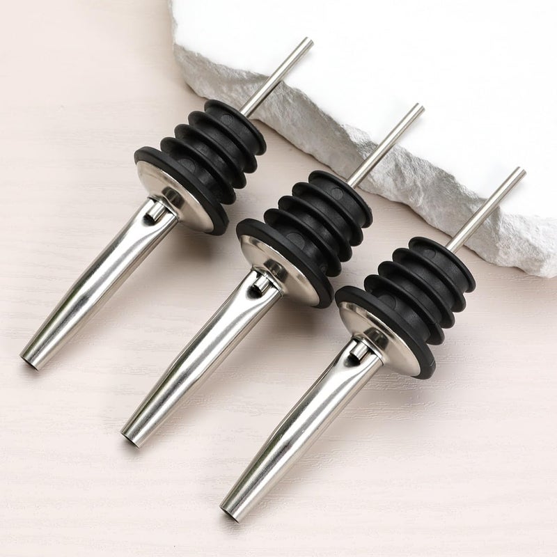 JBtek (12 Pack Stainless Steel Classic Bottle Pourers w/Tapered Spout - Image 2