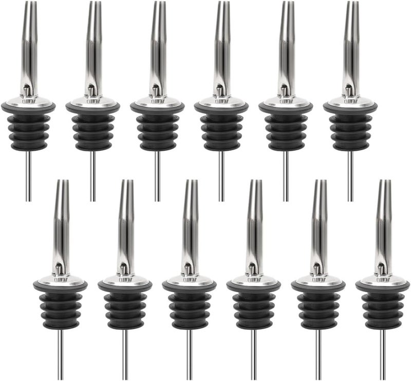 JBtek (12 Pack Stainless Steel Classic Bottle Pourers w/Tapered Spout - Image 1