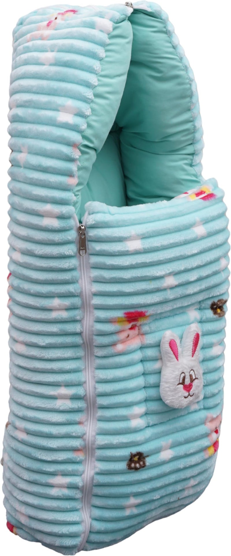 VOIDROP Velvet Baby Sleeping Bag 3 in 1 for New Born Babies Baby Fur Material Portable Travelling Bed for Infants Premium QULAITY Baby Breastfeeding Bed Green - Image 2