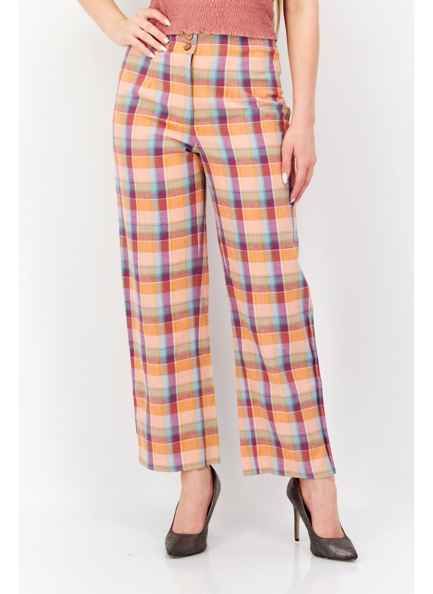 Billabong x Wrangler - Women Regular Fit High Rise Straight Leg Pants, Orange Combo - Image 1