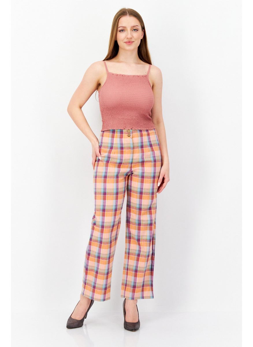 Billabong x Wrangler - Women Regular Fit High Rise Straight Leg Pants, Orange Combo - Image 1