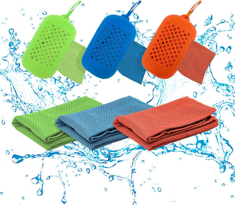 KASTWAVE Cooling Towels for Neck and Face with Carry Case 3 Packs, Workout Towel for Athletes, Soft & Breathable Ice Cooling Towel, Microfiber Chilly Towel for Camping, Fitness, Sport, Gym - Image 1