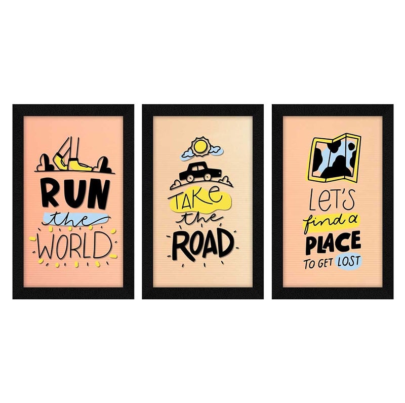 ArtX Paper Motivational Quotes Wall Art Painting Framed Paintings 13 X 255 inchesCombined 85 X 13 each Multicolor Set of 3 AXC00158MOT