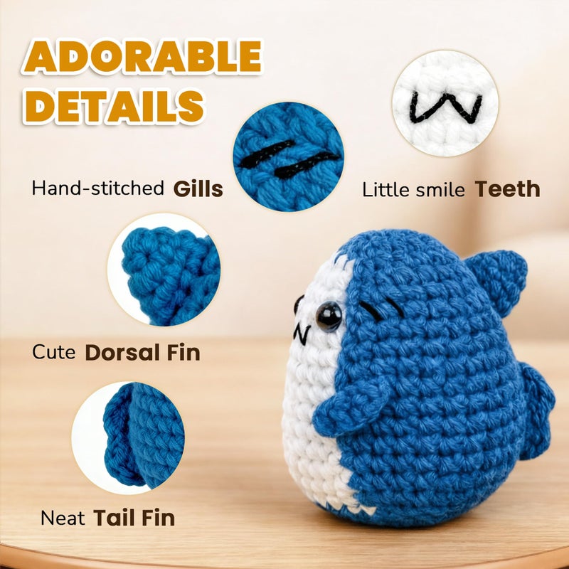 Krinisou Romantic Shark Gift for Boyfriend Girlfriend, Funny Valentines Day Present for Him Her, Small Cute Crochet Shark with Heart Card - Image 5