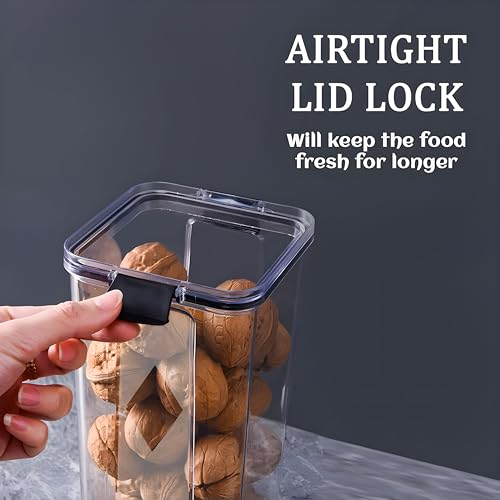 Homeor Plastic Air Tight BPA Free Containers For Kitchen Storage Set, Storage Jar Food & Multipurpose Pantry Oraginzer,1100 ML Set of 4, Black - Image 3