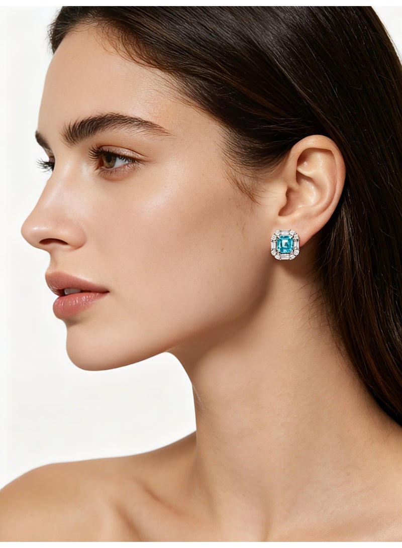Field earrings for ladies Artificially cultivated blue gemstone stud earrings  925silver - Image 5