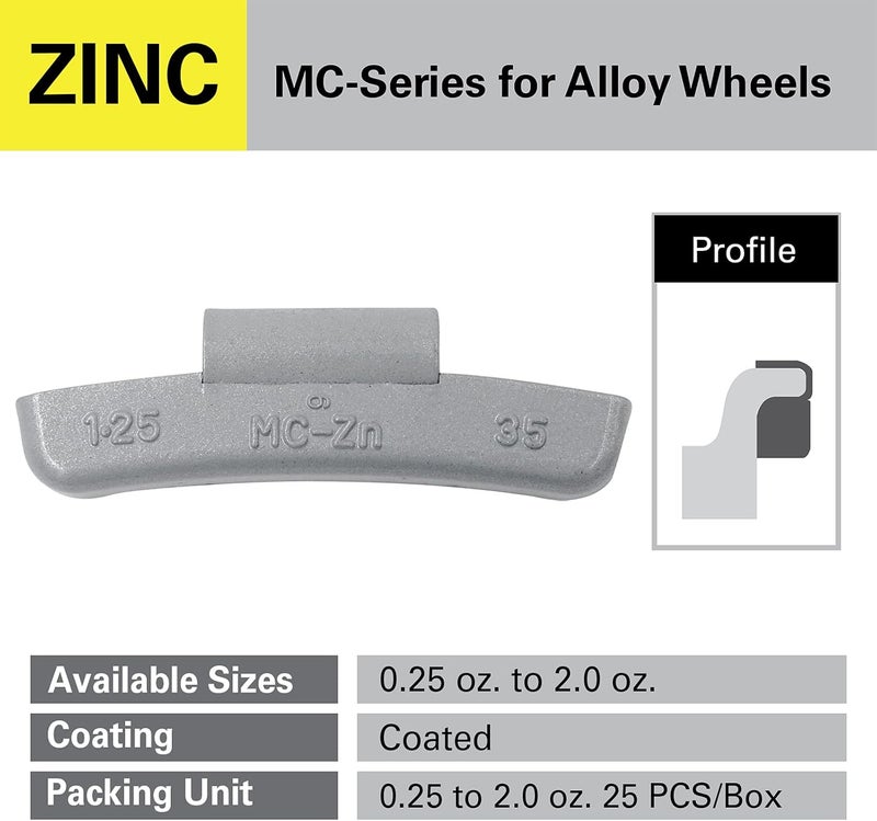 CKAuto MC-Series Zinc Clip on Wheel Weights, 1.75oz, 25 Pcs - Image 2