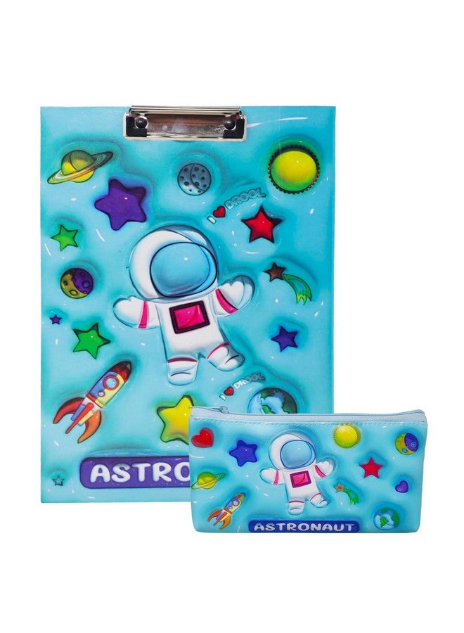 PARTEET Combo Space Printed Pencil Case Pouch and Space Printed A4 Size Exam Board for Students, Teachers, Women and Kids_Stationery Pencil Pouch for Kids Zipper Closer Pouch for Kids(Assorted) - Image 1