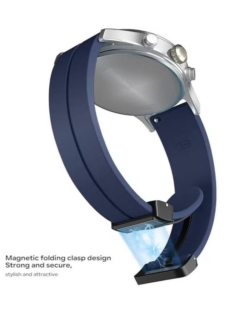 DUSALA Watch Strap Magnetic Band - 16mm 18mm 19mm 20mm Quick Release Silicone Sport Band with Folding Clasp - Skin-Friendly Soft Silicone for Men and Women (Blue) - Image 2