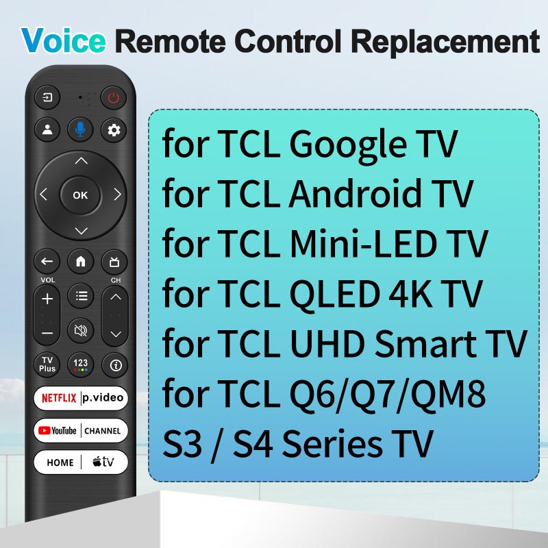 Daloben جهاز تحكم بديل صوتي لتلفاز TCL، جهاز تحكم RC813 البديل متوافق مع تلفزيونات TCL QM7 QM8 S5 S4 S3 Q7 Q6 Q5 الذكية 2017-2025 - Image 3