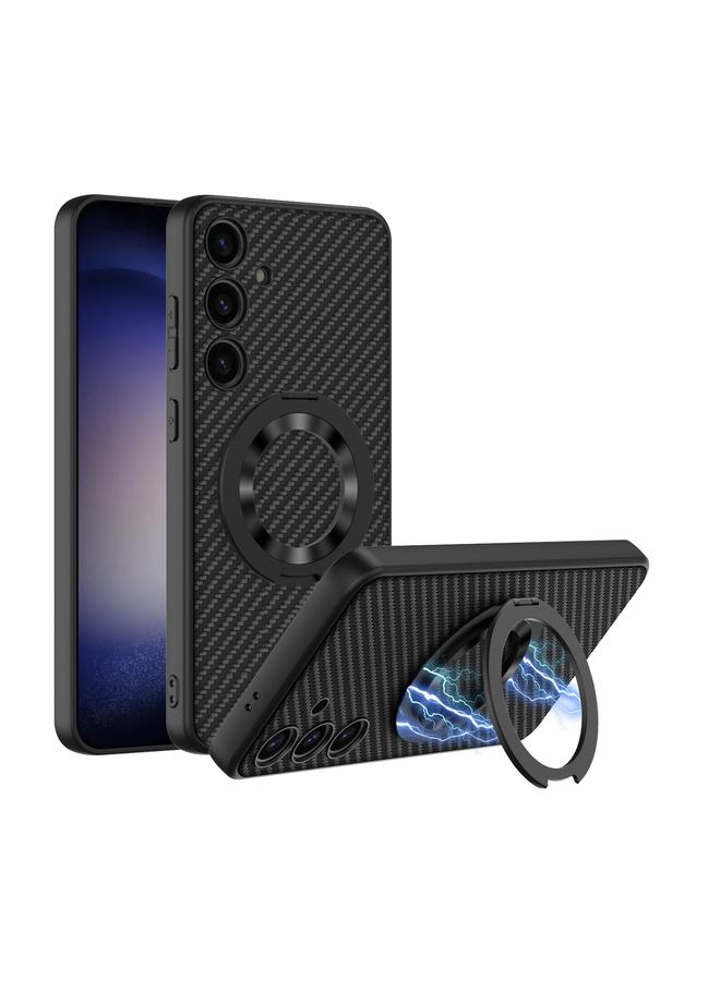 The Bros Case For Samsung Galaxy S24 5G Skin Feel Leather MagSafe Magnetic Phone Case with Holder