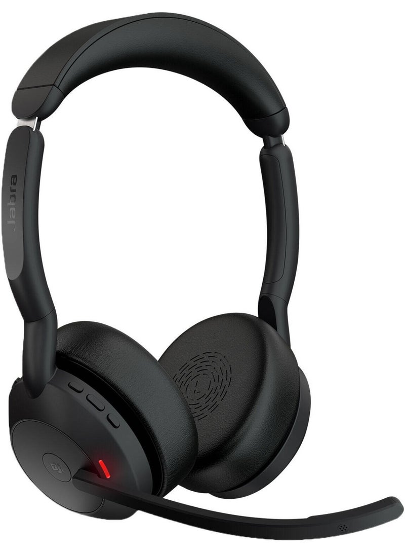 Jabra Evolve2 55 UC Stereo Wireless Headset with ANC, Bluetooth 5.2, Noise-Cancelling Microphone, Dual Device Connectivity, USB-A, Up to 16 Hours Talk Time, 18 Hours Music, 30m Wireless Range, Jabra Link 390 – Black | 25599-989-999 Black - Image 2