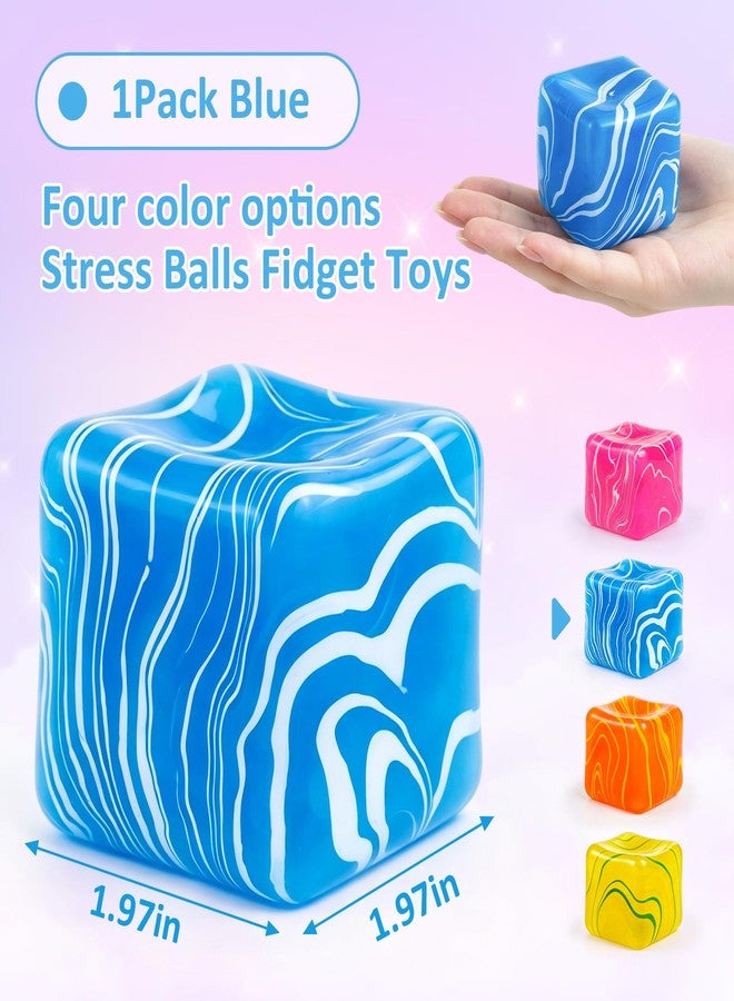 donciety Swirl Cube Squishy, 2.2in Fidget Toys Squishy Stress Cube Slow Rising for Adults Kids, Anxiety Relief, Small Squishy Toys for Classroom Prizes, Birthday Gifts, Party Favors (Blue) - Image 2